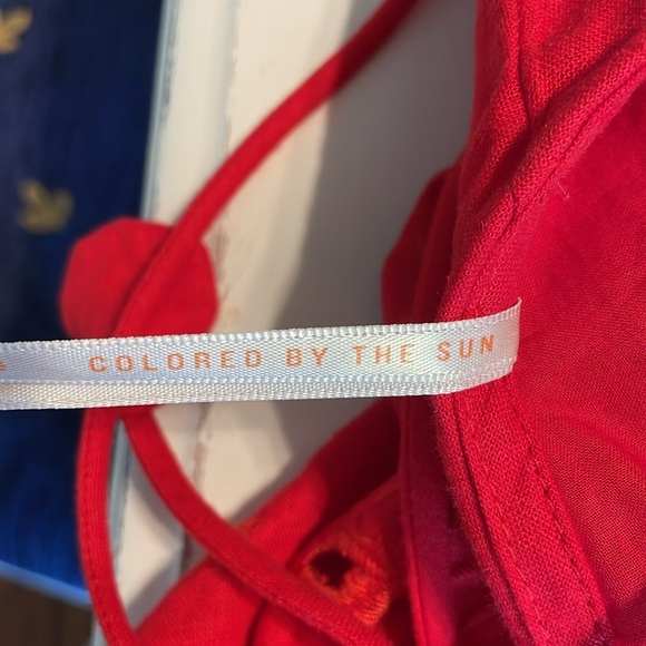 New Farm Rio Porcelain Garden Red Linen Midi Dress size Small - Picture 12 of 17